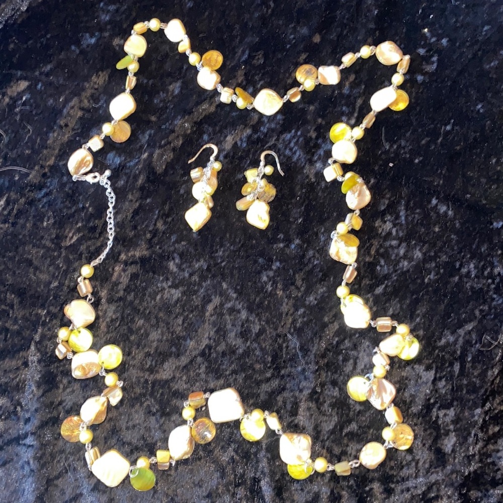 Long Avon beaded necklace with matching earrings